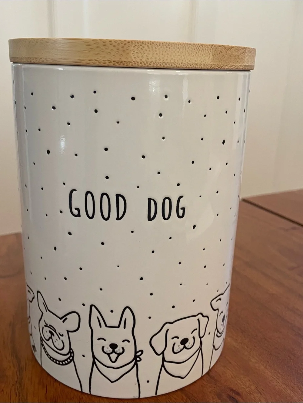 “Good Dog” Treat Canister Jar w/ Lid Stoneware Signature Housewares Minimalist